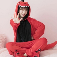 Flanelle hommes et femmes animaux pyjamas dessin animé dinosaure corail automne/hiver à manches longues en gros Couples combinaison