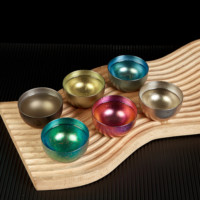 Vente chaude Titane Coloré Métal Tasse À Thé Double Paroi Sake Shot Tasse pour Bar et Cocktail Écologique Accessoires À Boire