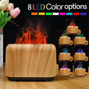 Diffuseur d'arômes ultrasonique miniature JCSY-1809 5V USB, finition imitation bois avec effet flamme et sept lumières colorées - Product Image 5