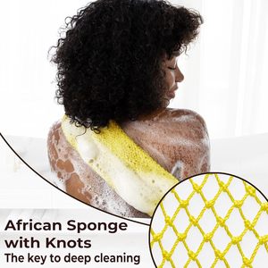 OEM đích thực thực phi tẩy tế bào chết Net Sponge Bath Sponge với knots và dây thừng trở lại Scrubber Exfoliator máy giặt vải - Product Image 4