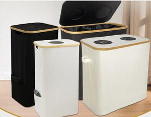 Bamboo Black Deposit Bottle Container Storage Basket Recycling <strong>Bin</strong> Bottle Collection with Carry Bag for Empty Flip Top Design - Product Image 5