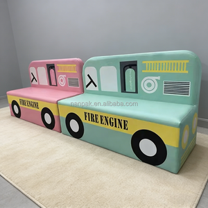 Attrezzature per Parco Giochi al Coperto a Tema Città Personalizzate, Gioco di Ruolo per Bambini, Autobus Scolastico Interattivo, Stazione dei Pompieri, Treno, Panca Morbida per Giochi - Product Image 1