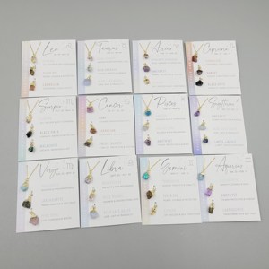 Collana Personalizzata con Ciondoli Zodiacali in Cristallo Grezzo, Gioiello con Pietra Portafortuna, Regalo <span class=keywords><strong>per</strong></span> Migliore Amica - Product Image 3