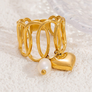 แหวนแฟชั่น สแตนเลสสตีล ชุบทอง 18k ประดับด้วยหินธรรมชาติ ปรับขนาดได้ สวมใส่ได้ทุกวัน เครื่องประดับสำหรับทุกเพศ - Product Image 2