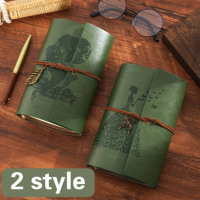 Agenda spirale vintage en cuir PU A6, carnet de voyage portable pour étudiants avec sangle, carnet de notes à feuilles mobiles en papier kraft