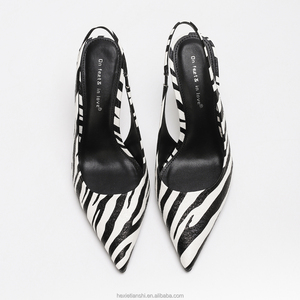 Escarpins à talons hauts imprimé zèbre pour <span class=keywords><strong>femme</strong></span>, à bout pointu et bride arrière, style stiletto, pour soirée, mariage, chaussures de cérémonie, sexy et tendance - Product Image 5