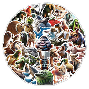 50Pcs Cartoon Style PVC Waterproof Die-Cut Printed Matte Laminated Stickers for Family Reunions/Parties Laptop Phone Decor - Product Image 2