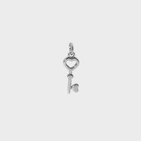 Pendentif Clé Cœur Creux en Acier Inoxydable Plaqué Or 18K, Accessoires DIY en Gros