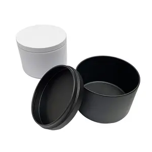 Bán Buôn 2Oz 4Oz 6Oz 8Oz Bạc Đen Vòng Tin Nến Tàu Kim Loại Tin Có Thể Lọ Container Cho Nến