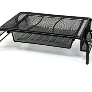 Soporte de <span class=keywords><strong>Monitor</strong></span> de malla de Metal, organizador de escritorio de oficina con cajón - Product Image 3