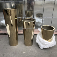 Pots de plantes modernes d'extérieur en acier inoxydable, grands pots de fleurs, vases de sol pour l'entrée, la décoration intérieure, le jardin, le mariage et les hôtels