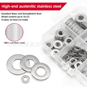304 Stainless Steel Flat Washers Assortment Kit 200pcs Metric Size <b>M2</b> To M10 For Screws <b>Bolts</b> - Product Image 2