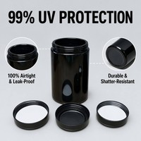 Bocaux en verre violet UV noir personnalisés de 50 ml, 100 ml, 150 ml, 200 ml, 250 ml, 500 ml pour la conservation des aliments, des herbes et des fleurs, avec couvercles en ABS/Bakélite