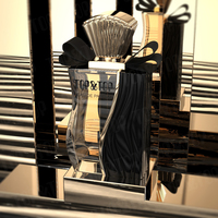 Flacon de parfum de luxe au design personnalisé, 50 ml, 100 ml, en verre transparent poli, rechargeable, flacon de parfum vide fantaisie avec bouchon doré