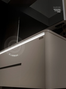 Nouvelle armoire de salle de bain suspendue intelligente blanche avec lavabo intégré en céramique - Product Image 3