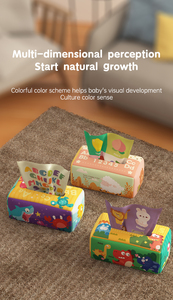 Nuevos juguetes educativos tempranos <span class=keywords><strong>Montessori</strong></span>, <span class=keywords><strong>caja</strong></span> <span class=keywords><strong>de</strong></span> pañuelos sensoriales <span class=keywords><strong>de</strong></span> dibujos animados <span class=keywords><strong>de</strong></span> dinosaurios para bebés con 3 páginas <span class=keywords><strong>de</strong></span> papel <span class=keywords><strong>de</strong></span> sonido y 6 bufandas <span class=keywords><strong>de</strong></span> seda - Product Image 4