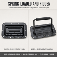 Gagang Tarik Tersembunyi Berpegas Lipat dari Logam untuk Kabinet Speaker dan Flight Case