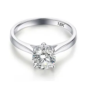 Baik kustom perhiasan pernikahan cincin indah 925 perak murni besar zirkon garpu pengaturan cincin
