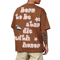 T-shirts de créateur en coton à logo personnalisé, en boîte de luxe, à épaules tombantes, logo surdimensionné, coupe ample, t-shirt lourd pour hommes