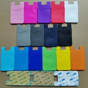 Custom logo Adhesives Pocket Upgraded 2 Layers Stick on Mobile Phone case Back Side Silicone Credit Card Holder Wallet - Product Image 2