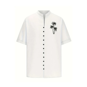 BMH 06 Custom Men's Short Sleeve Full Sleeve <b>Shirts</b> Black Button Down <b>Shirt</b> Casual <b>Band</b> <b>Collar</b> <b>Shirts</b> - Product Image 1