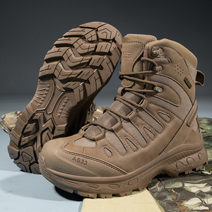 Bottes tactiques DF23 AS33 1601 marron, imperméables, respirantes, chaussures de randonnée tout-terrain, toutes saisons, tige haute, cuir marron - Product Image 1
