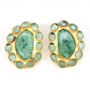 Pendiente de cristal Aqua craquelado de alta calidad chapado en oro diseñador Stud pendiente Boho Gypsy colección en precio al por mayor - Product Image 2