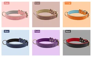 Hot Sale Classic Soft Padded Leather Dog Collar Breathable Waterproof Dog Collar Leather With Adjustable Durable Metal Buckle