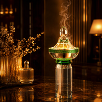Brûleur d'encens octogonal architectural de luxe en cristal K9 émeraude doré, écologique, durable et fait main