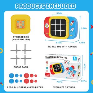 Ept 2-in-1 Nâng Cấp Tic Tac Toe trò chơi điện tử cầm tay Trò chơi giao diện điều khiển kỹ thuật số Tic Tac Toe trò chơi điện tử - Product Image 2