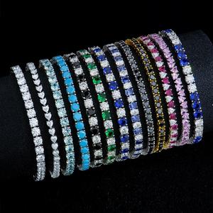 Pulsera de Diamantes Moissanite VVS de Plata de Ley 925 y Oro Blanco de 18K para Mujer, en Rosa, Azul y Verde, Precio al por Mayor - Product Image 2