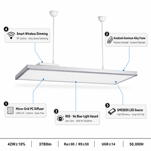 Lampada LED Intelligente per Aula 42W, Dimmerabile Wireless, Senza Sfarfallio, Ra90 RG0 5000K Luce Diurna, IP20, Garanzia 5 Anni, in Lega di Alluminio - Product Image 2
