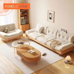 Pomelohome झुकनेवाला सेट लक्जरी कमरे में रहने वाले फर्नीचर आधुनिक छोटे सोफे नॉर्डिक 1 सेट लकड़ी सोफे