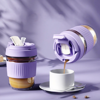 Vaso Portátil para Beber, Taza de Café con Tapa Hermética y Funda de Silicona, Taza de Viaje Reutilizable para Senderismo, Camping y Deportes al Aire Libre