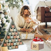 Calendrier de l'Avent créatif transfrontalier, arbre de Noël vert, forme triangulaire, 24 compartiments, tiroir de bureau pour la maison