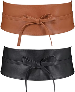 हॉट बिक्री महिलाओं के लिए चमड़े की ओबी बेल्ट वाइड रैप रेट्रो स्लिम कमर बेल्ट - Product Image 1