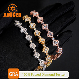 Pulseira de Tênis Hip Hop de 10mm, Moda em Prata Esterlina 925 com Diamante Moissanite VVS, Pulseira com Elos em Forma de Estrela e Cruz - Product Image 3