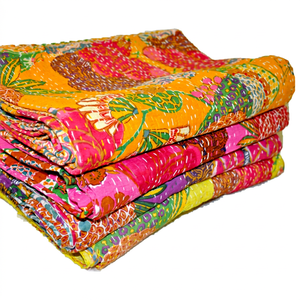 ขายส่ง12ชิ้นวินเทจที่ทำด้วยมือเตียงเขตร้อนปกพิมพ์ดอกไม้ Kantha ผ้าห่ม - Product Image 1