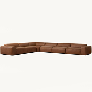 <span class=keywords><strong>Divano</strong></span> Angolare a L in Vera Pelle <span class=keywords><strong>Marrone</strong></span>, Set di Divani di Lusso di Alta Gamma per Soggiorno, <span class=keywords><strong>Divano</strong></span> Modulare con Chaise Longue - Product Image 4