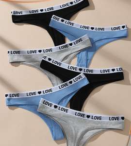 Tangas de algodón para mujer al por mayor, con cintura con letras LOVE, suaves y transpirables, de talle medio - Product Image 3