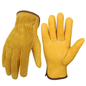 Guantes de Trabajo de Cuero para Hombre y Mujer, Guantes de Piel de Vaca con Puño Elástico, Guantes Cálidos de Invierno para Cortar Madera/Construcción - Product Image 2