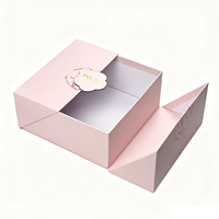 Boîte rigide rose personnalisée à rabat avec pelliculage mat, fermeture magnétique haut de gamme, emballage cadeau de luxe pour cosmétiques et parfums avec éponge