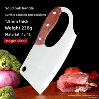 Couteau à découper la viande en acier inoxydable 4Cr13, couteau de cuisine robuste, couteau à fruits avec manche en bois, 2 pièces en métal
