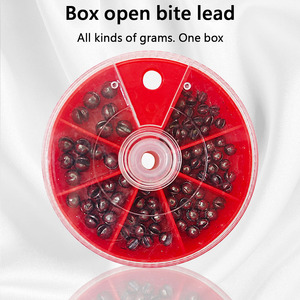 Échantillons de matériel de pêche <span class=keywords><strong>rouge</strong></span> emballé dans une boîte 0.4g-1.5g moules de plomb poids accessoires de pêche - Product Image 2