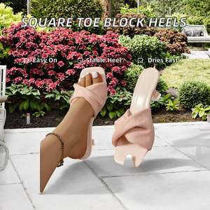 Nuevas Sandalias de Tacón Alto con Pedrería Transparente y Punta Cuadrada, Elegantes y Sensuales para Mujer, Tallas Grandes - Product Image 2