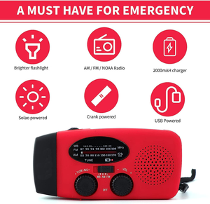 Radio solaire d'urgence à manivelle <span class=keywords><strong>AM</strong></span>/FM NOAA/Lampe de poche/Chargeur de téléphone portable/Batterie 2000mAh/Écran/Haut-parleur intégré/<span class=keywords><strong>Original</strong></span> - Product Image 2