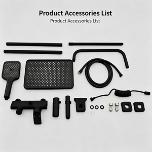 Système de douche noir mat 4 fonctions avec barre coulissante de 1300 mm – Pommeau de pluie carré, douchette à main et pulvérisateur multi-modes - Product Image 5