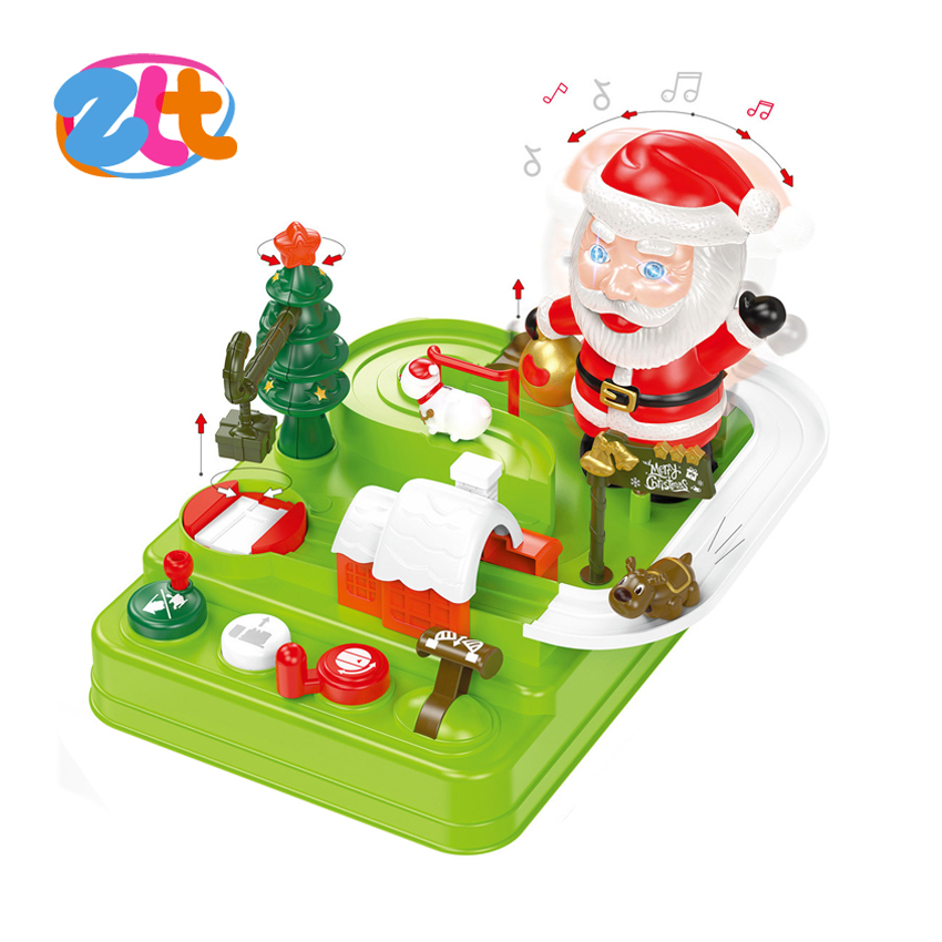 Kids Christmas gift toys educational adventure rail track car toy train parking lot with light and music