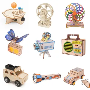 Corte por láser DIY 3D rompecabezas de madera kits de juguetes electrónicos coche vástago juguetes para niños regalo de madera