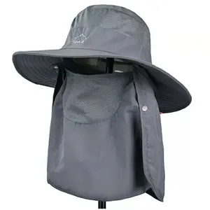 Personalizzato estate di pesca all'aperto degli uomini di nylon di protezione del sole cappelli della benna con copertura del collo